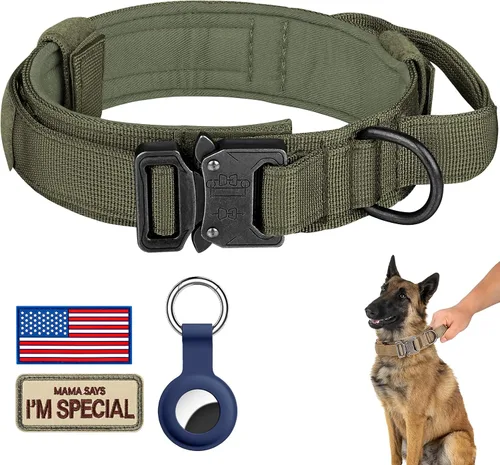 Vista 26 de DAGANXI - Collar táctico para perro, collar ajustable de nailon para adiestramiento con asa de control y hebilla, para perros medianos y grandes