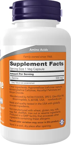 Vista 2 de Now Foods, L-serina, 500 mg, 120 cápsulas vegetales