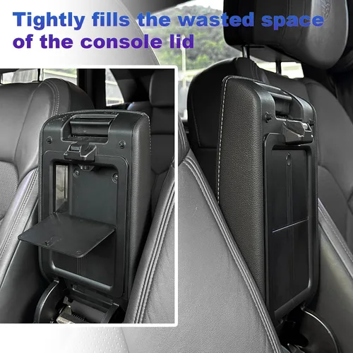 Vista 6 de Organizador de consola central para Honda Civic 2022 2023 2024, organizador de consola con tapa de reposabrazos, compartimento secreto, caja