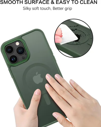 Vista 5 de BENTOBEN Funda magnética para iPhone 13 Pro Max, compatible con MagSafe, translúcida mate esmerilada, antihuellas, delgada, a prueba de golpes