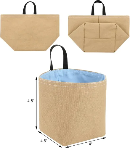 Vista 2 de CM Mini cesta colgante, pequeña bolsa de almacenamiento decorativa para pared y puerta, cesta plegable, 2