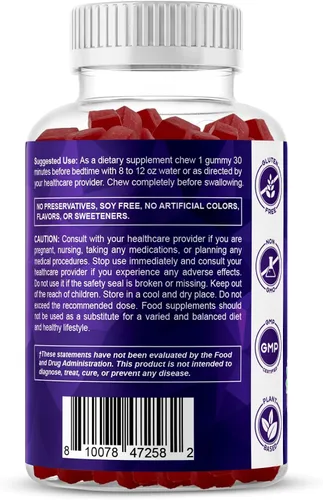 Vista 9 de Vitamatic Melatonina sin azúcar, 30 mg por gomita, 60 porciones, 60 gomitas vegetarianas, suplemento que no forma hábito (60 unidades (paquete de 2))