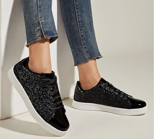 Vista 6 de LUCKY STEP - Tenis de moda para mujer, con brillantina y cordones