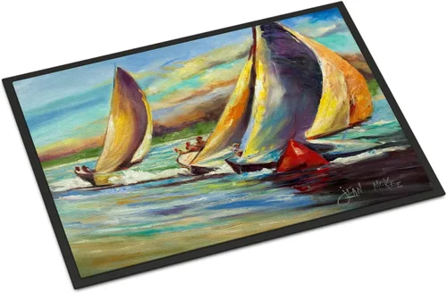Vista 208 de Caroline's Treasures JMK1017JMAT - Tapete de caza de rana garza azul, 24 x 36 pulgadas, tapete para puerta delantera, interior y exterior