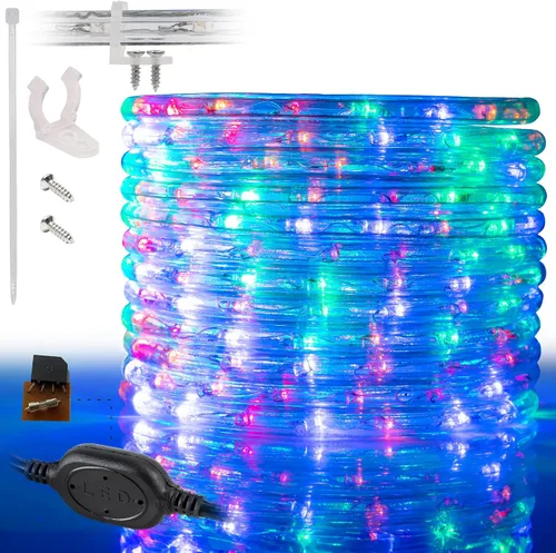 Vista 12 de Cuerda de luces LED de color blanco cálido de 10 pies, conectable al aire libre, permanente, impermeable, iluminación exterior, funda de PVC