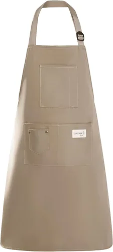 Vista 8 de Delantales de chef de algodón para hombres y mujeres, bolsillos grandes, material de lona