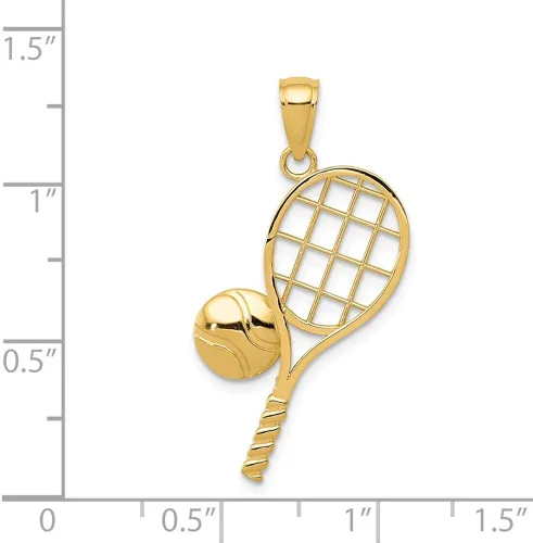 Vista 2 de Abalorio de raqueta de tenis de oro amarillo de 14 quilates con corte de diamante