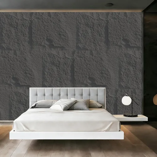 Vista 6 de Paneles de pared de piedra sintética 3D, 4 paneles de revestimiento de poliuretano para decoración de pared interior, textura de cemento más gruesa