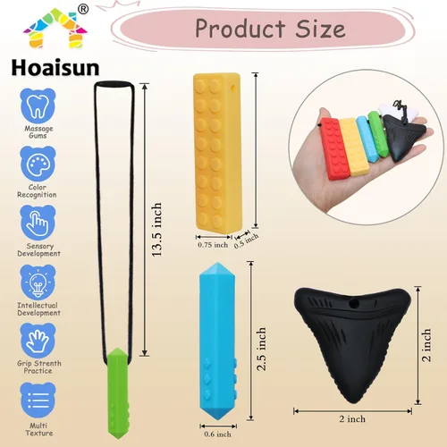 Vista 3 de Hoaisun Paquete de 14 collares masticables para niños sensoriales