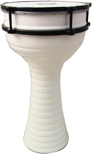 Vista 13 de Darbuka de aluminio de 16 '' de longitud, tambor Doumbek turco de cabeza sintética sintonizable de 8 pulgadas (negro)