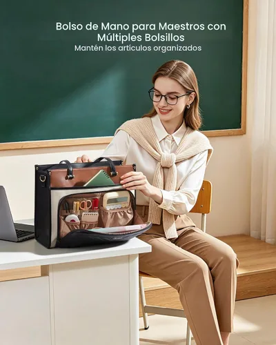 Vista 2 de LOVEVOOK PU Leather Laptop Bag for Women Work Purse Teacher Computer Tote Black