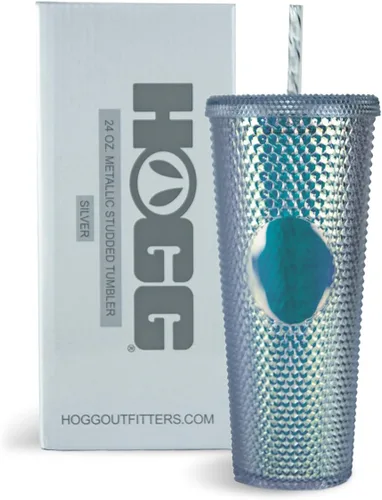 Vista 16 de Hogg Vaso Tachonado de 12 onzas con Tapa y Pajita - Negro, Vaso Reutilizable para Café Helado, Vaso Brillante para Mujeres, Taza de Diamantes