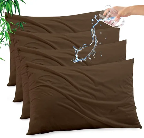 Vista 28 de Funda de almohada impermeable de bambú y rayón de Gogreen, funda de almohada transpirable, protector de almohada refrescante con cremallera, funda