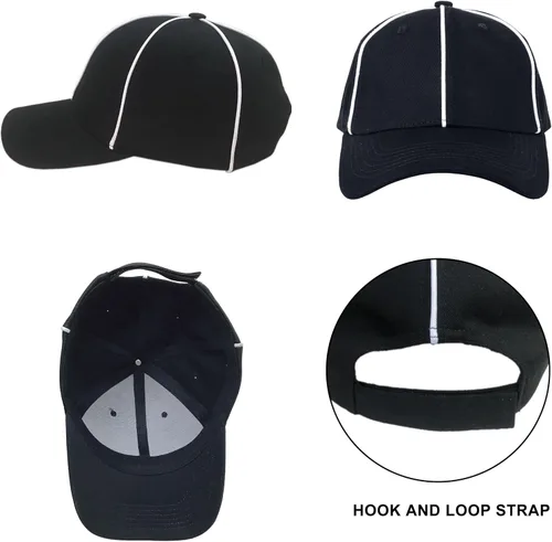 Vista 3 de TOPTIE Referee Hat Black with White Stripe, Adjustable Cotton Cap