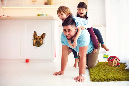 Vista 3 de Winston & Bear Calcomanías 3D para perros, paquete de 2, curioso pastor alemán para pared, nevera, inodoro y más, calcomanías de perro pastor alemán