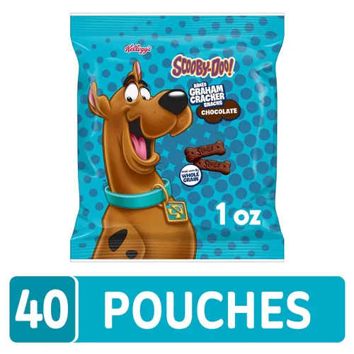 Vista 4 de Kellogg's SCOOBY-DOO! Bocadillos horneados de galletas Graham, aperitivos para el almuerzo, chocolate (paquete de 80)