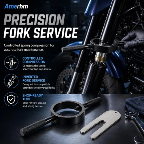 Vista 2 de Kit de herramientas universal de compresor de resorte de horquilla de motocicleta que funciona con la mayoría de horquillas invertidas