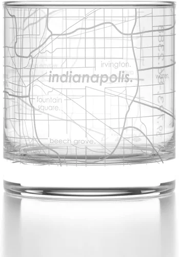 Vista 27 de Well Told Vaso de rocas grabado con mapa de Akron, Ohio, cristalería estilo antiguo (325ml, transparente) Vaso de bourbon grabado, regalos