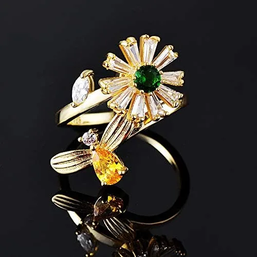 Vista 2 de Vanski Fashion - Anillo ajustable para mujer, diseño de circonio cúbico, antiansiedad, anillo de compromiso, boda