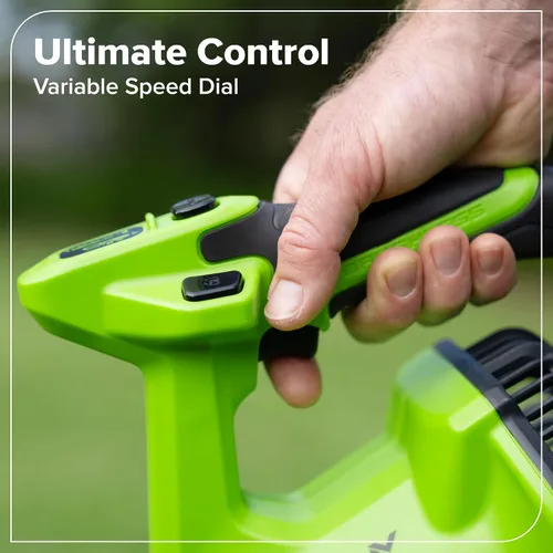 Vista 10 de Greenworks Soplador de hojas axial sin escobillas de 24 V (515 CFM/130 MPH), volumen de aire extremo para hojas húmedas, residuos pesados y limpieza
