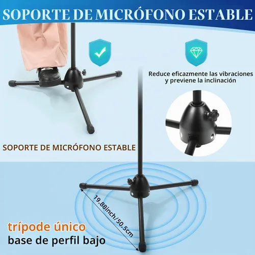 Vista 4 de Relaxweex 6 soportes universales para micrófono, trípode para piso, brazo de brazo, altura ajustable de 34 a 90.5 pulgadas, con bolsa de transporte