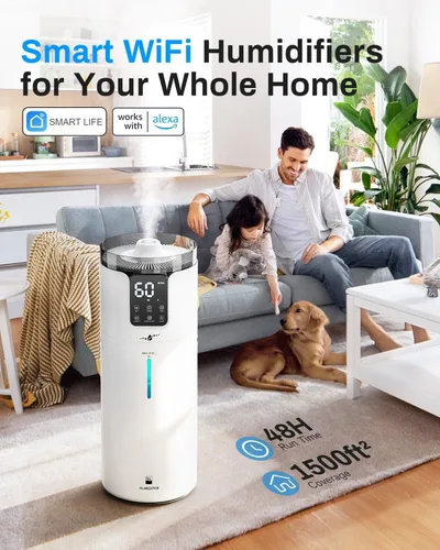 Vista 2 de Lacidoll Humidificador inteligente de 16 litros para habitación grande, humidificador para toda la casa para el hogar, 1500 pies cuadrados