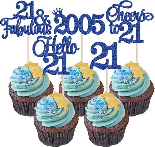 Vista 50 de Gyufise Paquete de 24 adornos negros para cupcakes de 10.º cumpleaños con purpurina negra 10 Ten Hello 10 Dights dobles desde 2015 para decoraciones