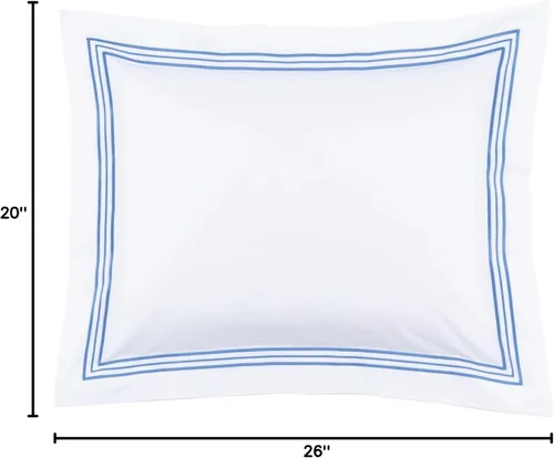 Vista 6 de Trio Funda de Almohada Azul Francés, Tamaño Estándar, Patrón de Rayas Azules