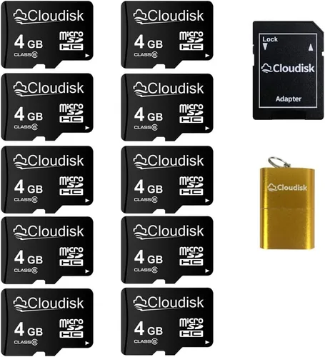 Vista 12 de Paquete de 10 tarjetas Micro SD de 128 MB de pequeña capacidad (no 128 GB) Tarjeta de memoria C4 con adaptador, lector de tarjetas