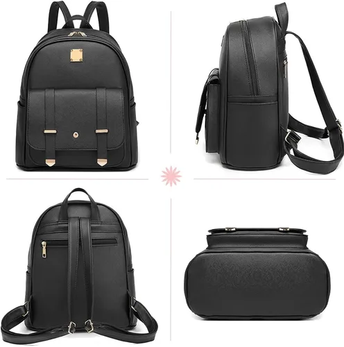 Vista 5 de MACCINELO Linda mochila de cuero para mujer, mochila pequeña con lazo para regalo de niñas, bolsa de hombro para mujer, 3
