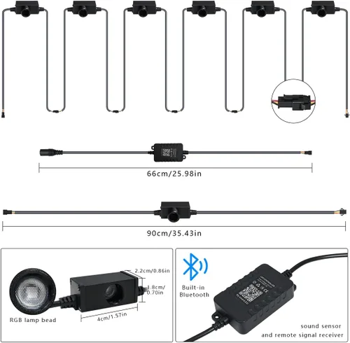 Vista 5 de AKEPO Luz decorativa de fibra óptica 6 en 1, sincronización de música+control remoto RGB colorido efecto dinámico+1140 piezas* F0.03 pulgadas