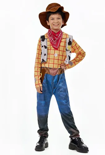 Vista 4 de Varuotu Woody Cowboy - Juego de accesorios de disfraz clásico de vaquero para niños, fiesta de Halloween para niñas y niños pequeños