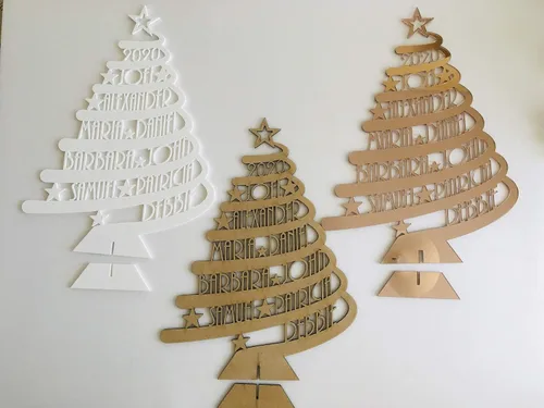 Vista 4 de Árboles de Navidad personalizados con nombres de familia personalizados, decoración de Navidad 2025, regalo para la familia, decoración del hogar
