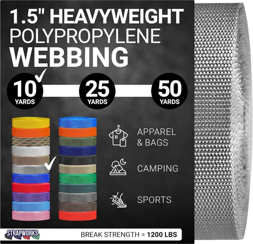 Vista 67 de Strapworks Heavyweight Polypropylene Webbing - Heavy Duty Poly Strapping for Outdoor DIY Gear Repair, 1.5 Inches