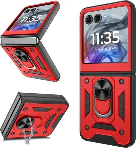 Vista 19 de Funda protectora para Motorola Razr+ Plus 2024/Razr+ Plus 2025, resistente a prueba de golpes con rotación de 360° con soporte de metal