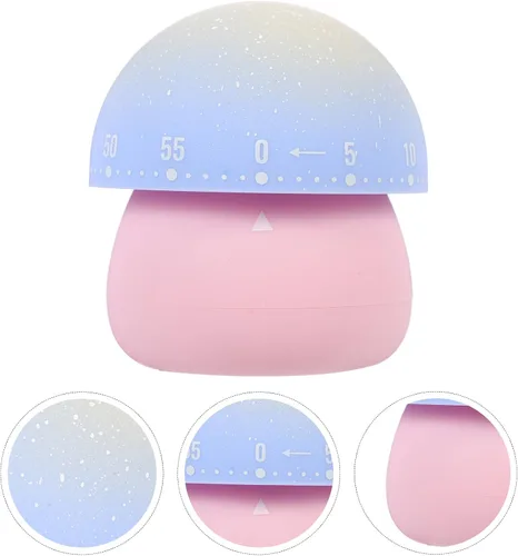 Vista 5 de VANZACK Mechanical Mushroom Kitchen Timer Pink, 60-Minute Mechanical Cooking Timer for Egg Boiling, Classroom and Home Time Management