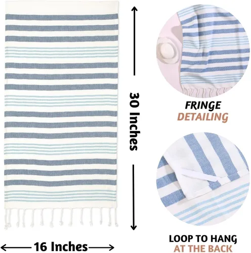 Vista 4 de Folkulture Toallas de mano para baño (16 x 30) Juego de 2 toallas de mano decorativas con lazo para colgar Juego de toallas de mano turcas 100%