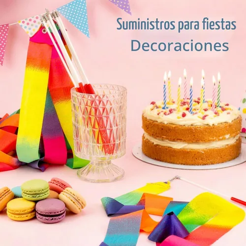 Vista 8 de Paquete de 20 varitas bailarinas de cinta, serpentinas de cinta de baile arcoíris