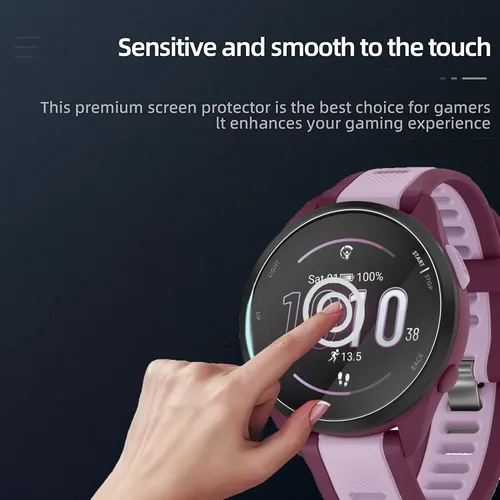 Vista 8 de Lamshaw Protector de pantalla compatible con Garmin Forerunner 165, [3 unidades] Película protectora de pantalla de vidrio templado 9H compatible 3
