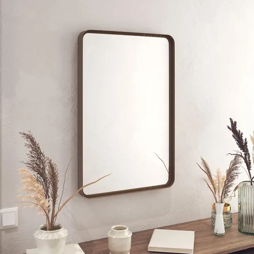 Vista 6 de HBCY Creations Espejo rectangular de bronce aceitado de 20 x 30 pulgadas, espejo de marco profundo, espejo de baño de bronce aceitado, espejo