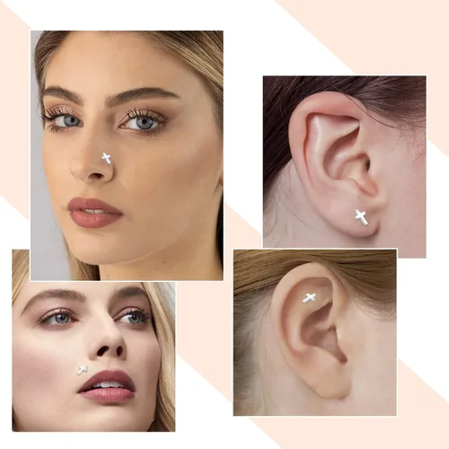Vista 7 de Funlmo - Piercing para labio, de titanio G23, 16G, con rosca interna, para el cartílago, joyería para piercing de anillo, de medusa, Monroe