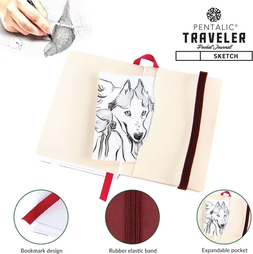 Vista 4 de Cuaderno de bocetos Travelers Dot Grid Pentalic Art, libre de ácidos