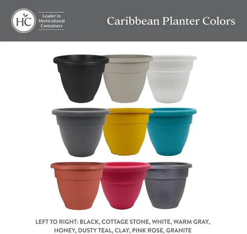 Vista 6 de The HC Companies, Caribbean - Maceta de plástico y ligera de 6 pulgadas para interiores y exteriores, maceta para hierbas y flores, color negro