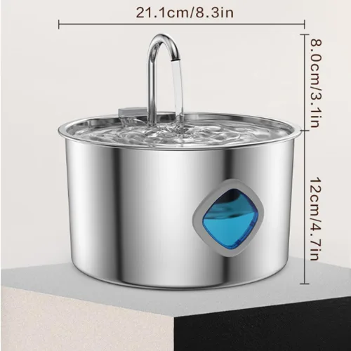 Vista 7 de Pawdrate - Fuente de agua para perros de 3.2L/108 onzas, dispensador automático ultrasilencioso de agua para mascotas con ventana de agua, cuenco