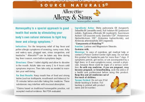 Vista 3 de Source Naturals Alercetina, Homeopática - 48 Tabletas
