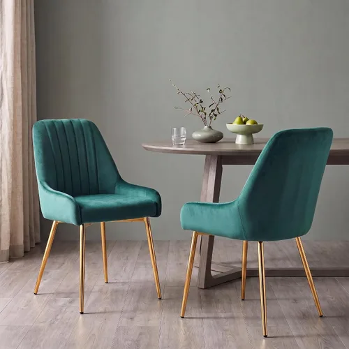 Vista 17 de Juego de 4 sillas de comedor de terciopelo negro, modernas sillas de cocina