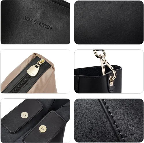 Vista 6 de Bostanten Bolsas de cuero para hombro, tipo balde, para mujer