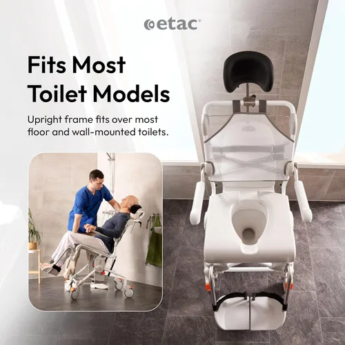 Vista 5 de Etac Swift Mobil Tilt-2 Silla reclinable inclinable para ducha para Blanco