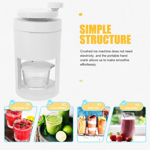 Vista 7 de VALICLUD Manual Crushed Ice Machine with Detachable Ice Mold for Home Use Suitable for Slushies and Snow Cones White 27×15×13.6cm