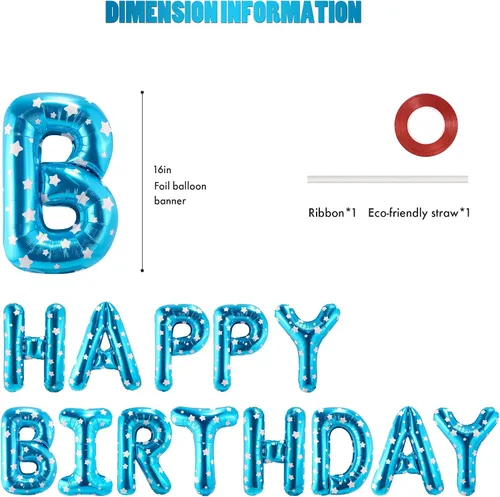 Vista 3 de CANREVEL Cartel de feliz cumpleaños, 13 letras de papel de aluminio de Mylar de 16 pulgadas, decoraciones de fiesta de cumpleaños para niños